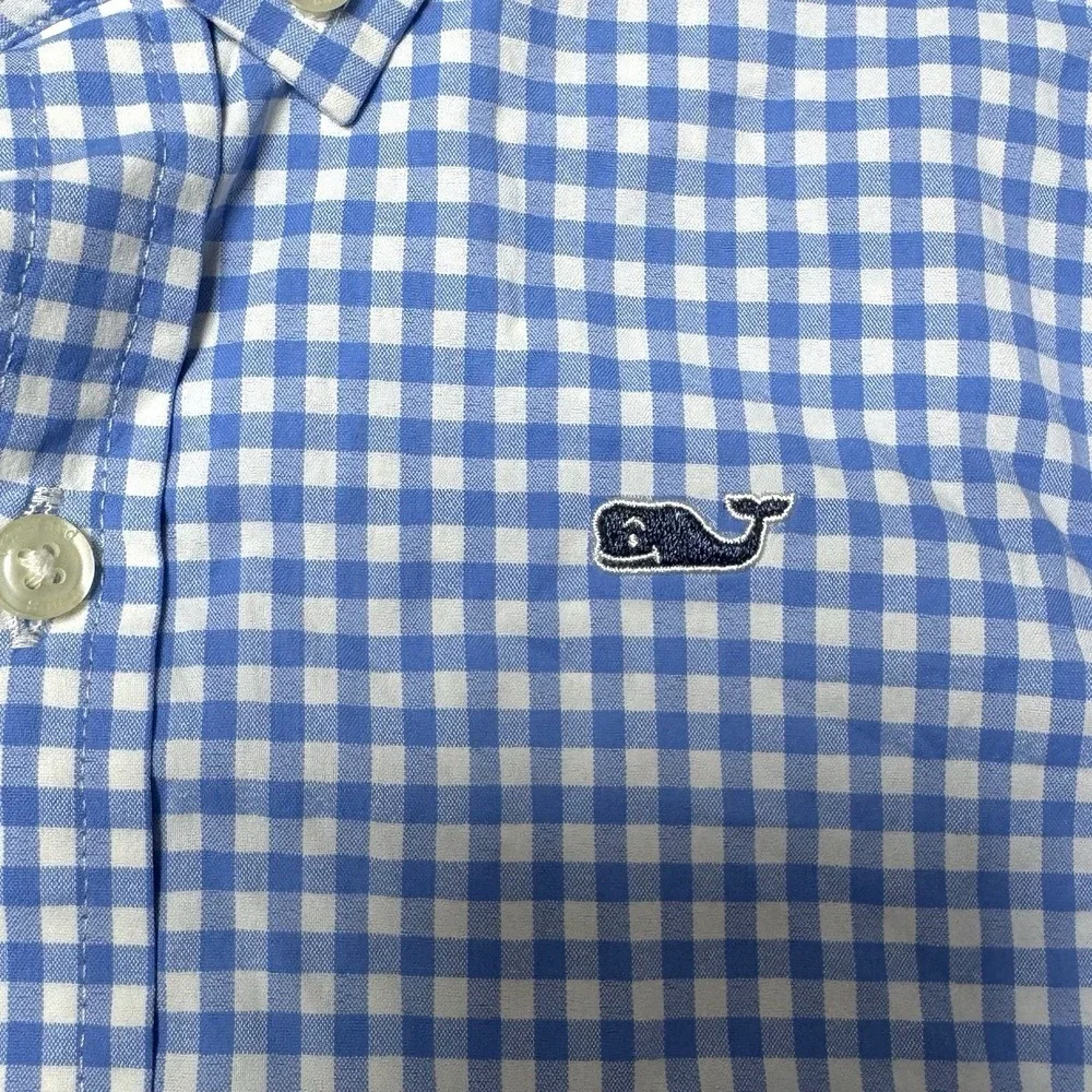 Vineyard Vines On The Go Performance Gingham Shirt Boys 3T Blue White 3W001117